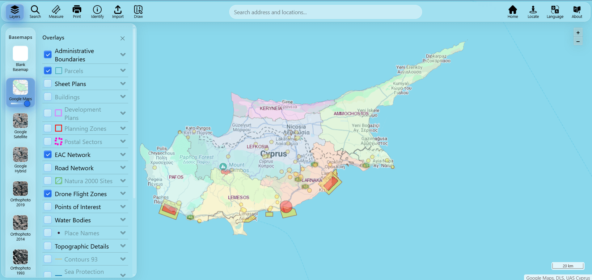 Drone flight zones and geographical restrictions in Cyprus